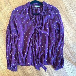 Ulla Johnson burgundy shirt with tie neck